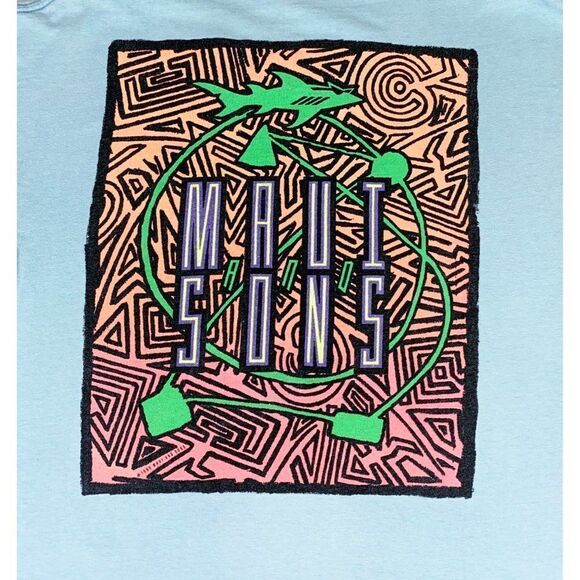 Vintage Maui and Sons T-shirt XL Blue Surf Beach Skate Single Stitch - Picture 4 of 10
